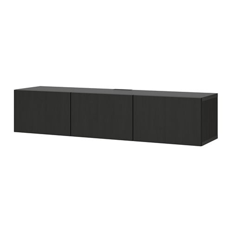 Three-compartment wood grain storage living room cabinet