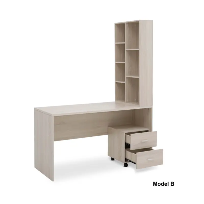 Light wood grain family desk three-piece set