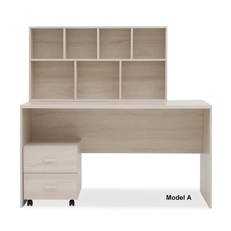 Light wood grain family desk three-piece set