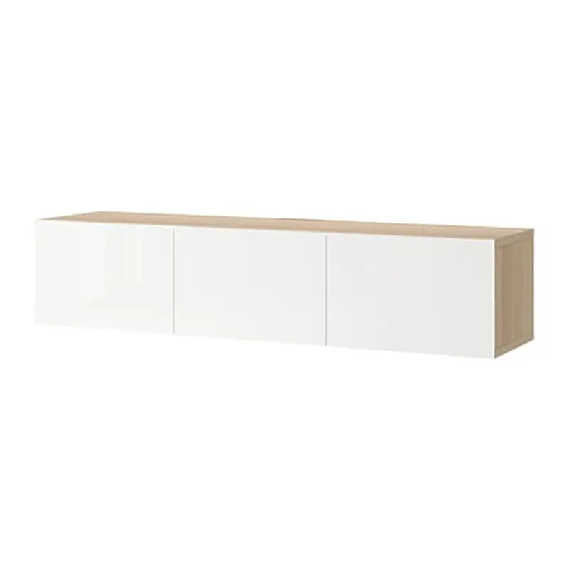 Three-compartment wood grain storage living room cabinet