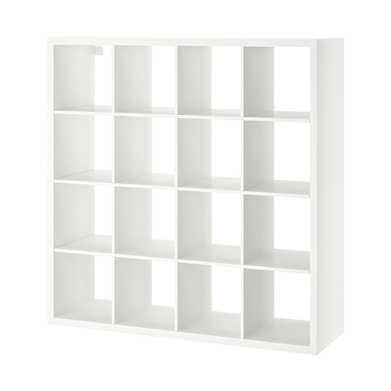 4x4 minimalist storage cabinet - white - black-brown - oak grain